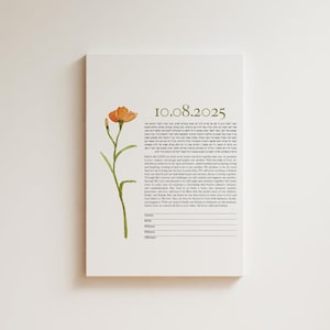 Modernes ausdruckbares Ketubah, כתובה, minimalistisch, mit Datum, Jüdische Hochzeitsgelübde, individuelles Datum, Wildblume, PDF
