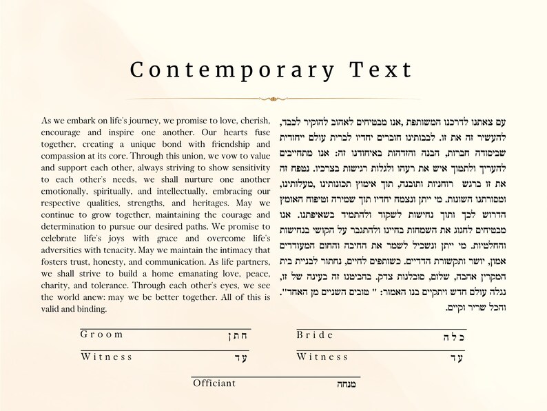 Printable DIY Ketubah Text Only Modern Custom Ketubah - Etsy