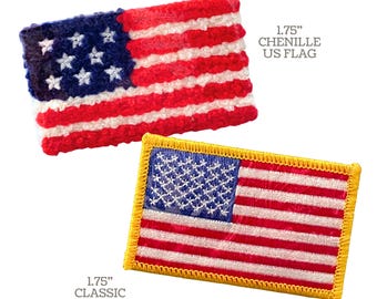 American Flag Embroidered Appliqués / Patriotic Iron On or Sew On Patches 4th of July Memorial Day, Veteran Gift /  for Backpack, Jacket