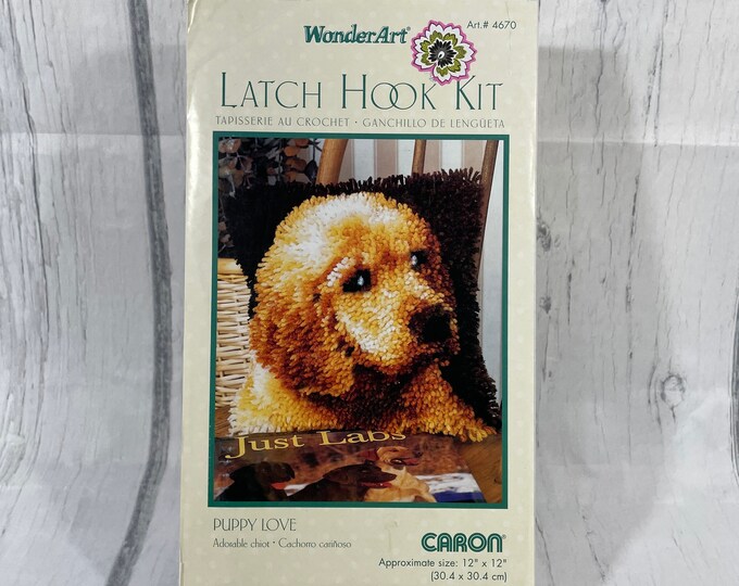 Vintage Latch Hook Kit / Wonderart Puppy Love 4670 / 12x12 Canvas Latch