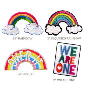Rainbow Embroidered Iron On Appliqué / Kids, Pride, Unity Patch / "Over It" "We Are One" Inclusive LGBTQ+ / for Backpack Jacket Bags Denim