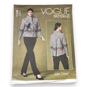 Funnel Collar Jacket Sewing Pattern Sizes 6-14 Vogue V1648 Julio Cesar Designer Coat