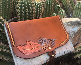 Copper feather clutch SALE