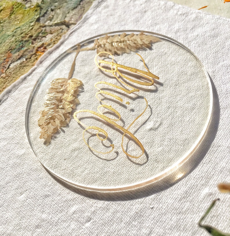 Transparent Place Cards Painted Place Cards See Through Painted Acrylic Place Cards Pampas Grass Place Cards Pampas Grass Wedding