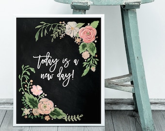 Hand Drawn, Floral Print, Art Print, Chalk Art, Chalkboard Art,  Home Decor, Gift For Her, Chalk Lettering, Hand Lettering