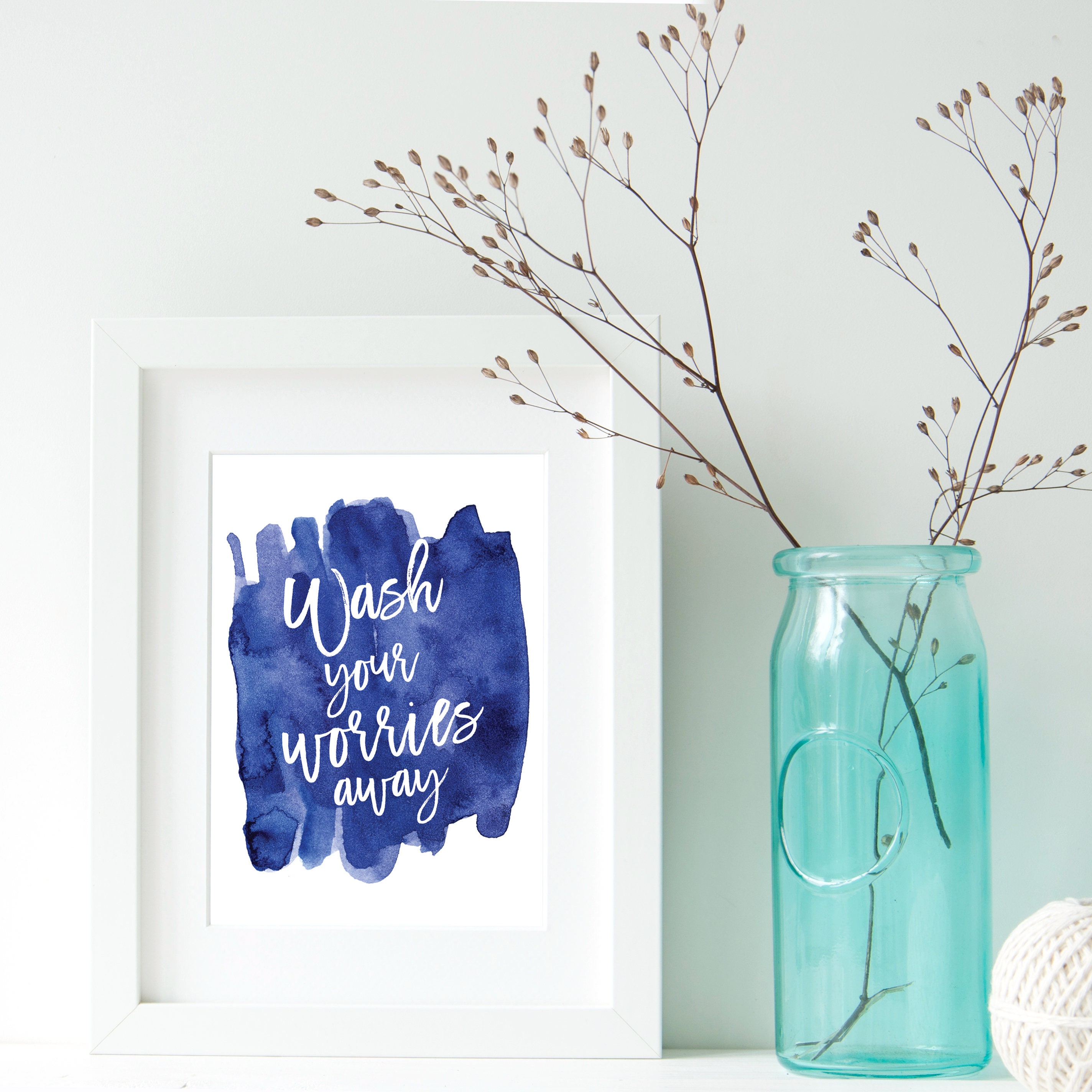 Wash Your Worries Away, Bathroom Print, Digital Print, Bathroom Decor ...