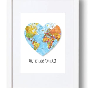 Oh kaart de plaatsen u zult gaan, Dr Seuss Wall Art, Dr Seuss Quote, kinderkamer kunst aan de muur, kunst, graduatiegift
