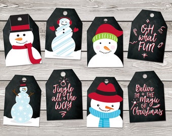 Snowman, Chalkboard, Christmas Tags, Holidays, Christmas Printable, Christmas Gift, Gift Tag, Christmas DIY Tags, Favor Tag