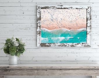 Aerial Beach Photo, Wall Decor, Waves, Beach Decor, Ocean Art Print, Christmas Gift, Aerial Beach Print, Gift For Her, Coastal Photography