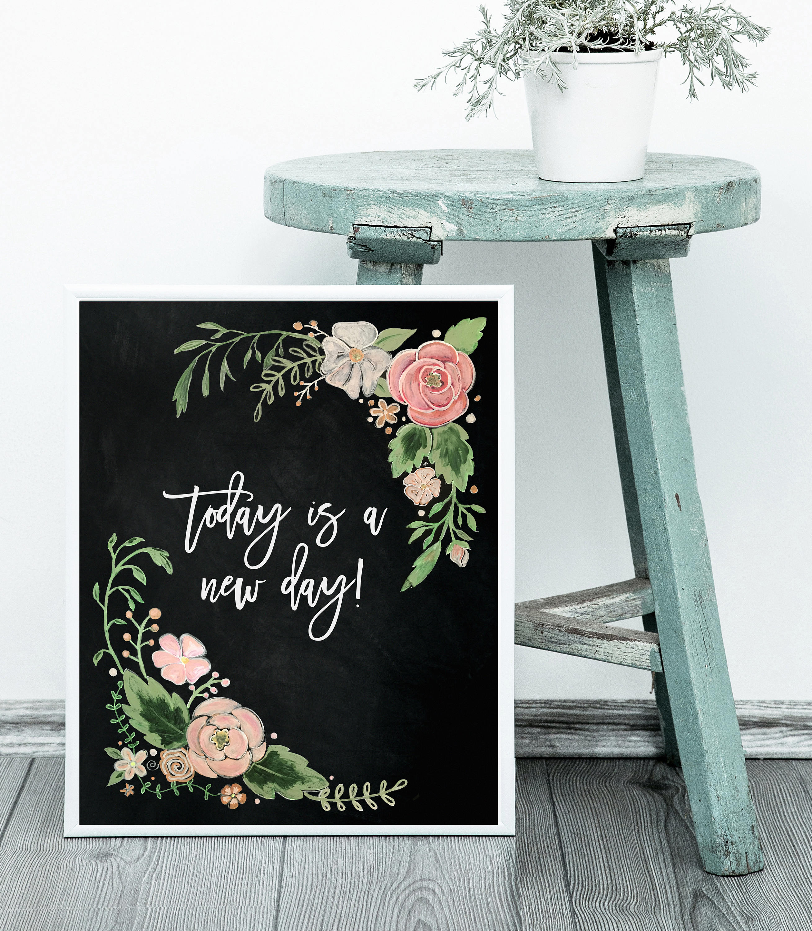 Hand Drawn, Floral Print, Art Print, Chalk Art, Chalkboard Art,  Home Decor, Gift For Her, Chalk Lettering, Hand Lettering