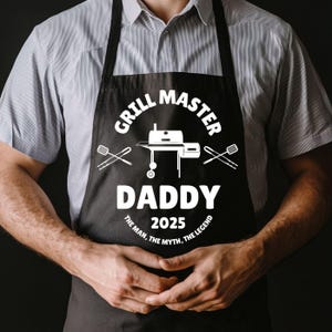 Grill Master Apron for Dad, Man Myth Legand Apron, Personalized Apron, Fathers Day Gift, Custom Name Apron, Chef Gift, Grilling Apron