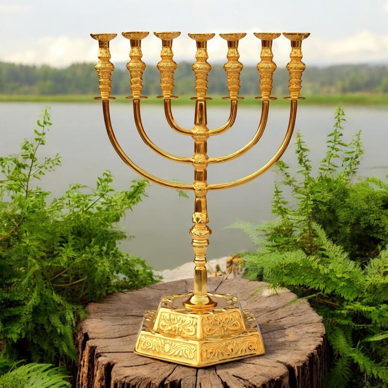 Menorah Types Handmade Gold Plated Menorah: 7 Branch Jewish Temple Design - Etsy