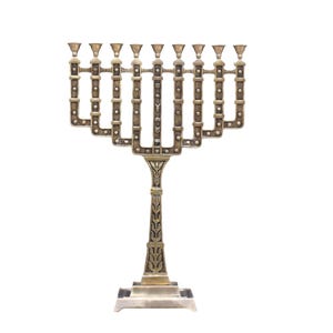 Nine Branch solid Brass menorah antique finish twelve tribes of Israel free shipping 28 inch tall