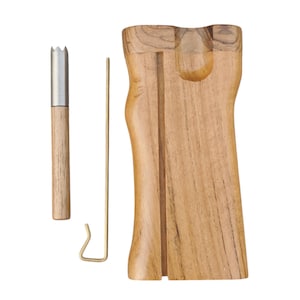 Panchina in legno di teak con mazza e attrezzo per attizzatoio abbinati con punte in titanio, spedizione gratuita, finitura naturale