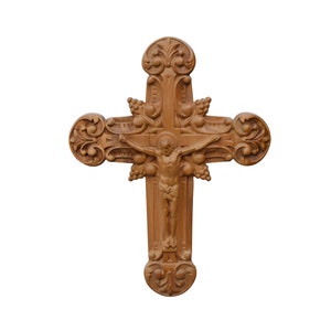 Aufwendige Holz Kreuz Kunst: Teakholz Schnitzerei Jesus Christus, inklusive kostenloser Versand