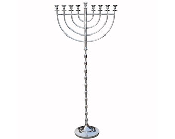 Menorah 9 branch Extra Large Menorah Natural Finish Chanukkah Height Adjustable  Menorah Hanukkah Made of Aluminum