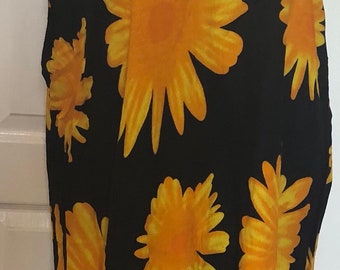 Vintage 1990s Floral Sunflower Sleeveless Tank Sundress Beach Cover-up