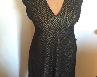 Vintage 90s Bisou Bisou Sheer Crochet Dress