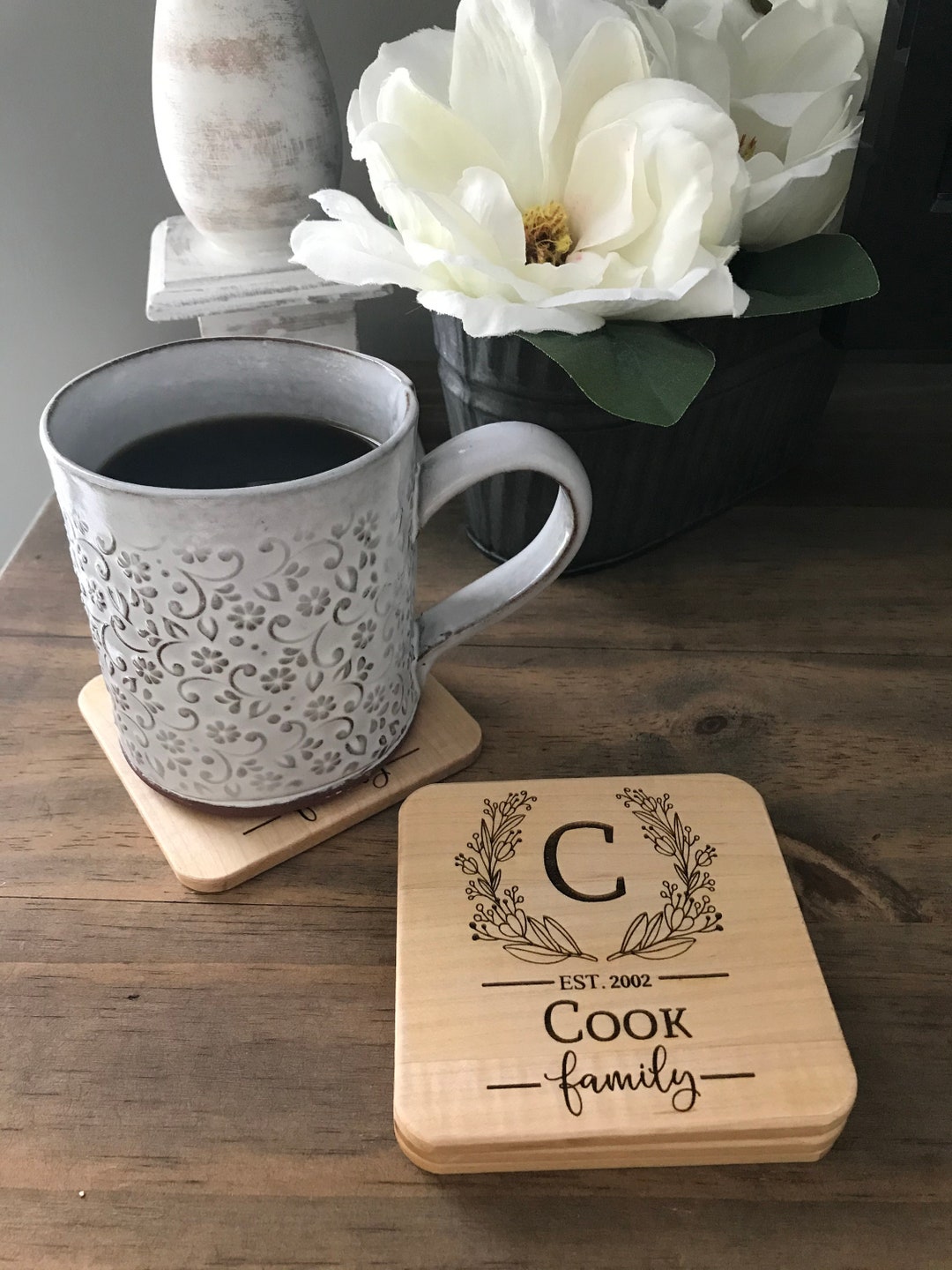 Custom Engraved Coaster Sets Maple Coaster Set Anniversary Etsy