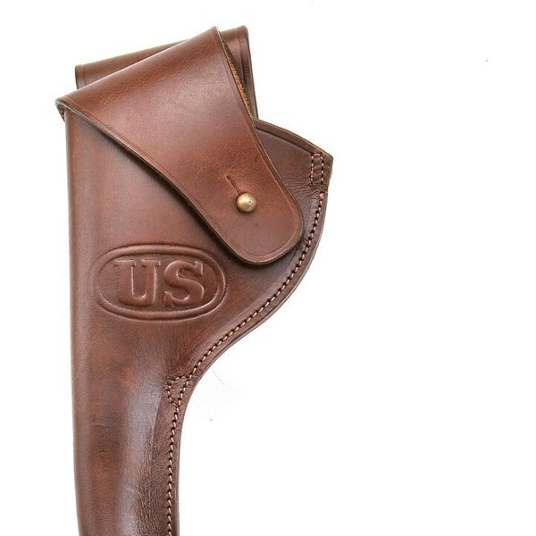 US M1917 1942 .45 Pistol Revolver Holster Left Hand Version Premium Drum Dyed Leather