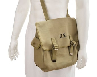 Bolsa Musette M1936 de la Segunda Guerra Mundial de EE. UU. con correa para el hombro - Verde oliva claro 1943