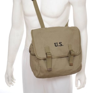 U.S. WW2 M1936 Musette Bag with Shoulder Strap-Dark OD 1944