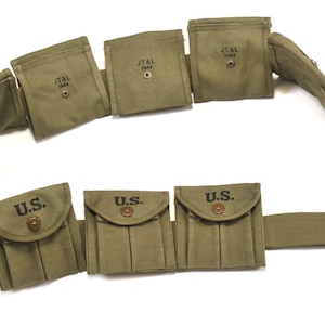 M1 Carbine Bandolier with 10 Magazine Pouches Marked JT&L 1944 image 3