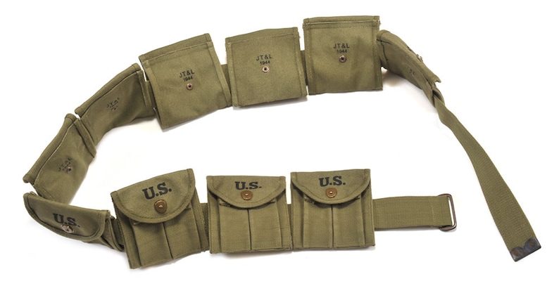 M1 Carbine Bandolier with 10 Magazine Pouches Marked JT&L 1944 image 3