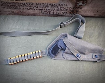 Funda de hombro de lona M3 con presillas para cartuchos, compatible con Taurus Judge Magnum de 3"