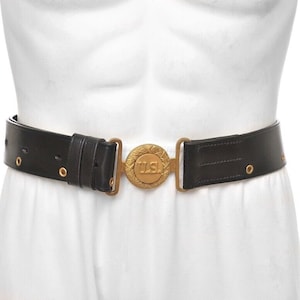 US Officers Black Leather Belt with Oak Leaves