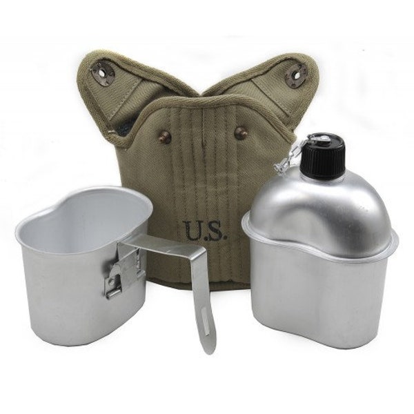 U.S. WW2 Canteen, Cover and Cup Set-LT OD JT&L 1943