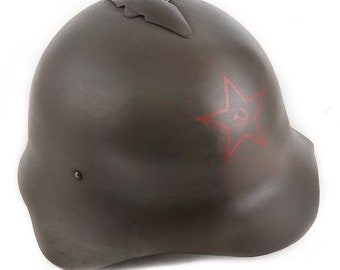 WW2 Russian M36 SSH-36 Helmet with Hammer & Sickle-Aged