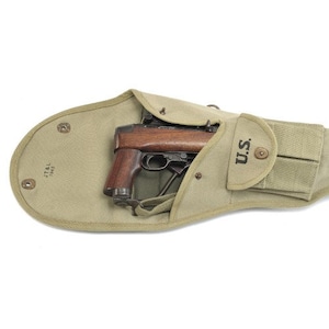 U.S. WW2 M1 Carbine Canvas Paratrooper Jump Case with Magazine Pouch-LT OD 1943