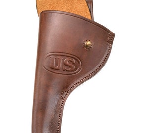 Étui D'épaule US WWII M7 Cal .45 – Reproduction Cuir Brun, Avec Pièce D'épaule, Estampillé US
