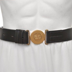 US Officers Black Leather Belt