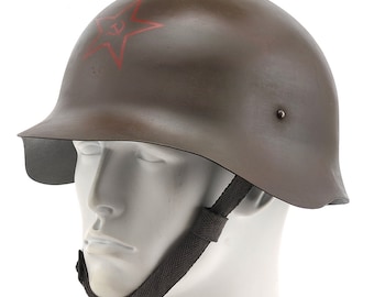 WW2 Russian M36 SSH-36 Helmet with Hammer & Sickle-Aged