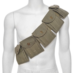 M1 Carbine M1911 .45 Bandolier with 10 Magazine Pouches Marked JT&L 1944