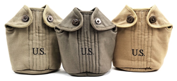 第二次世界大戦 米軍 M1910 USメスキット 1918年　軍幕　飯盒　美品 U.S. WW2 M1910 Canteen Cover-lt OD JT&L 1943 - Etsy