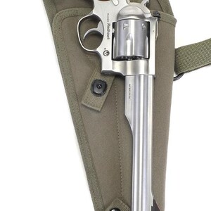 Funda de hombro de lona verde oliva para M3 Tanker con presillas para cartuchos, marcada JT&L, compatible con Ruger Redhawk. imagen 3