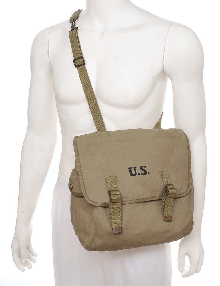 SMONT WW2 US M1936 Canvas Messenger Bag, 12 Vintage Tactical Musette Satchel Bags Military Crossbody Haversack