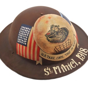 US WW1 M1917 Brodie Helmet Doughboy Helmet Custom Painted Tank Corps 1918.