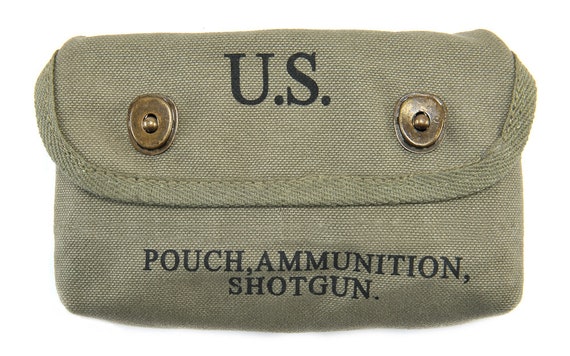 US WW2 Canvas Shotgun Shell Ammunition Pouch-d OD 1944 