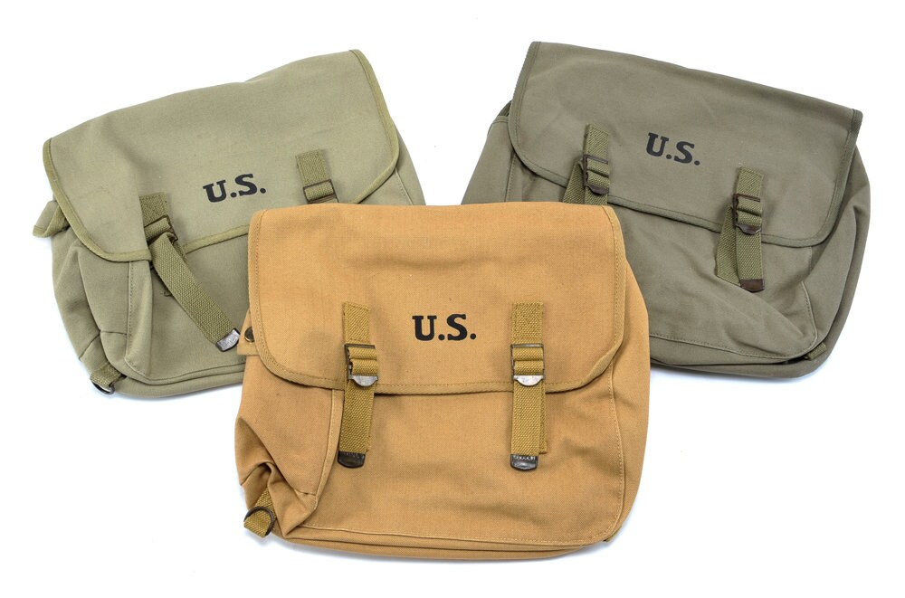 U.S. WW2 M1936 Musette Bag With Shoulder Strap-dark OD 1944