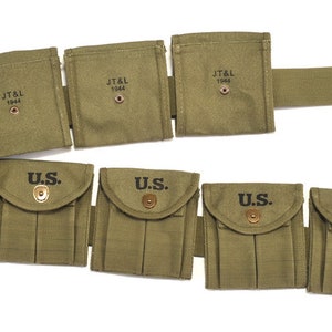 M1 Carbine Bandolier with 10 Magazine Pouches Marked JT&L 1944 image 2