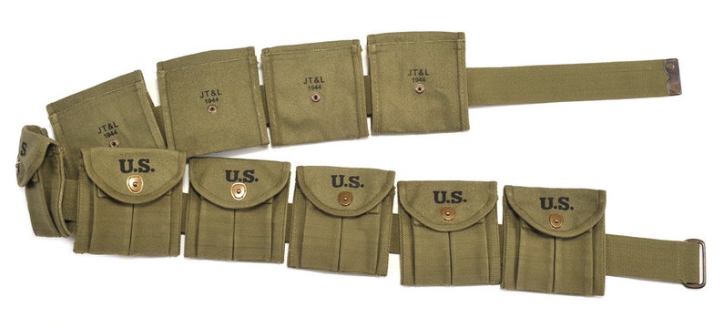 M1 Carbine Bandolier with 10 Magazine Pouches Marked JT&L 1944 image 2