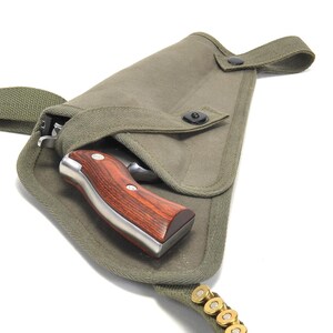 Funda de hombro de lona verde oliva para M3 Tanker con presillas para cartuchos, marcada JT&L, compatible con Ruger Redhawk. imagen 2