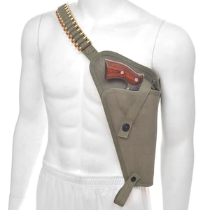 Funda de hombro de lona verde oliva para M3 Tanker con presillas para cartuchos, marcada JT&L, compatible con Ruger Redhawk. imagen 1
