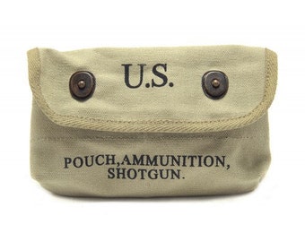 US WW2 Canvas Shotgun Shell Ammunition Pouch-LT OD 1943