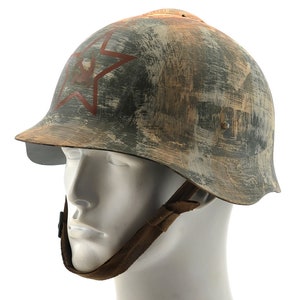 WW2 Russian M36 SSH-36 Helmet with Hammer & Sickle Winter Camo