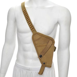 US M3 Victory Revolver Canvas Shoulder Holster with Shell Loops-Khaki